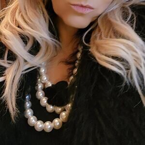 Vintage Runway Massive Faux Pearls Multistrand Statement Necklace